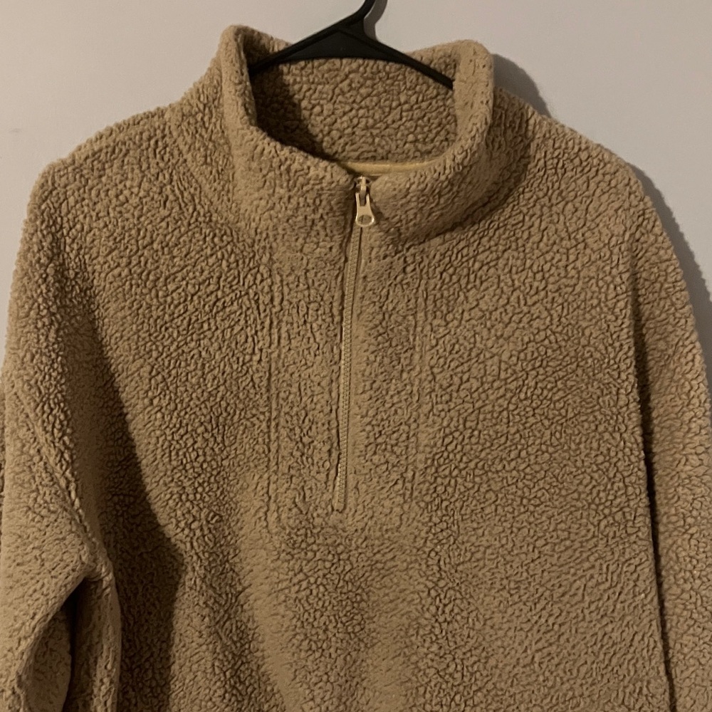 Koolaburra by Ugg Tan Fleece Quarter-Zip Womens Pullover Sz L - Picture 3 of 6